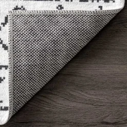 Kirklands Home Accent Rugs|Black and Ivory Moroccan Washable Runner