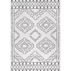 Kirklands Home Area Rugs|Black and Ivory Moroccan Washable Area Rug, 5x8