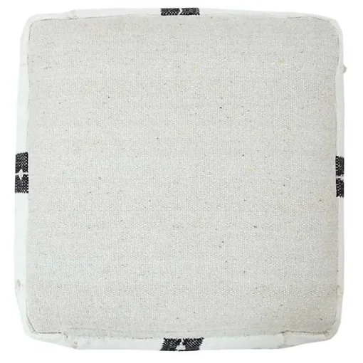 Sale Black and Ivory Textured Plaid Pouf Poufs & Floor Cushions