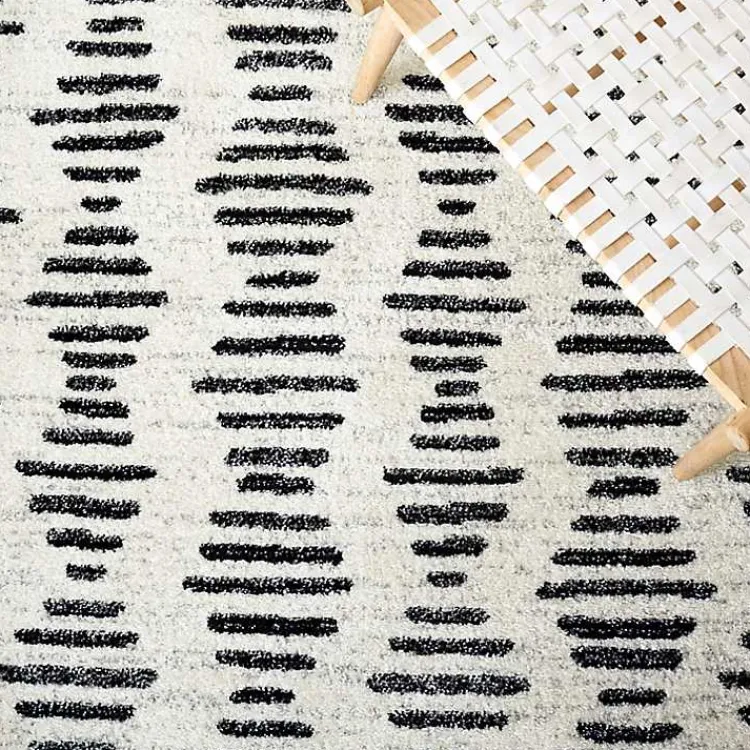 Kirklands Home Area Rugs|Black and Ivory Tulum Geometric Runner, 2x8