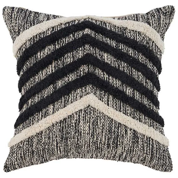 New Black and Metallic Fringe Textured Pillow Pillows