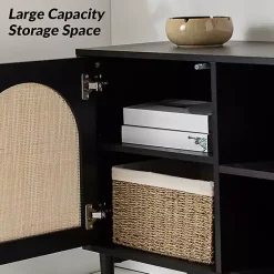 Kirklands Home Tv Stands & Media Consoles|and Natural Rattan Media Cabinet Black
