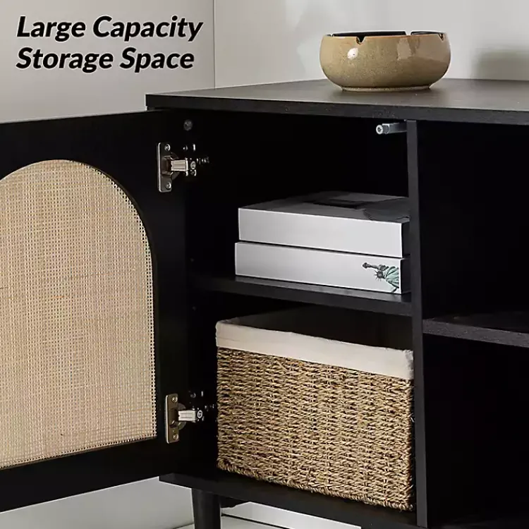 Kirklands Home Tv Stands & Media Consoles|and Natural Rattan Media Cabinet Black