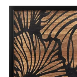 Kirklands Home Wall Plaques|Black and Natural Wood Botanical Wall Plaque