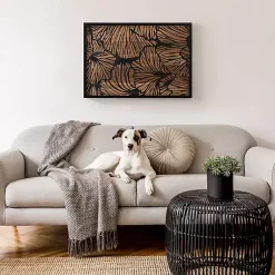 Kirklands Home Wall Plaques|Black and Natural Wood Botanical Wall Plaque