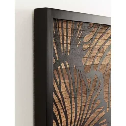 Kirklands Home Wall Plaques|Black and Natural Wood Botanical Wall Plaque