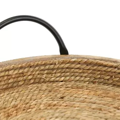 New Black and Natural Wood Decorative Trays, Set of 2 Decorative Trays