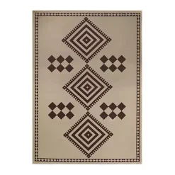 Kirklands Home Area Rugs|Black and Tan Kilim Washable Area Rug, 5x7