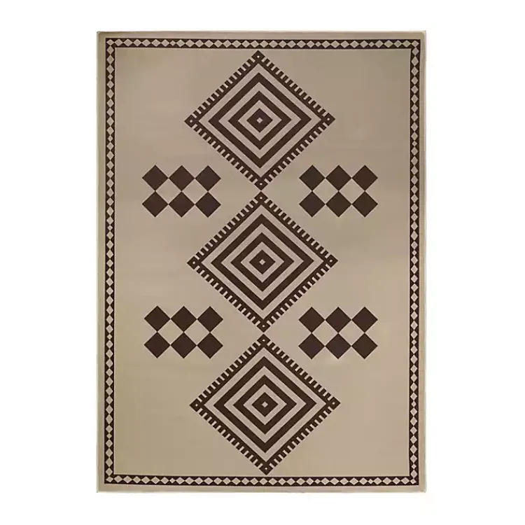 Kirklands Home Area Rugs|Black and Tan Kilim Washable Area Rug, 5x7