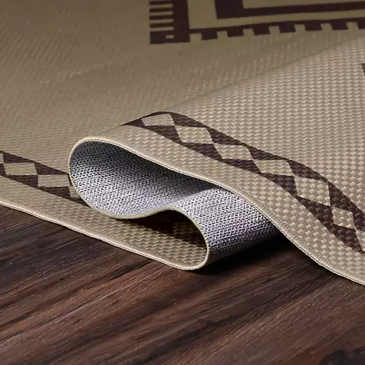 Kirklands Home Area Rugs|Black and Tan Kilim Washable Area Rug, 5x7