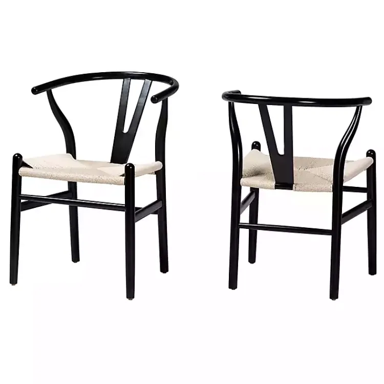 Kirklands Home Dining Chairs|and Tan Wishbone Dining Chairs, Set of 2 Black