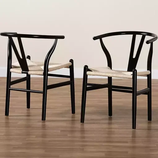 Kirklands Home Dining Chairs|and Tan Wishbone Dining Chairs, Set of 2 Black