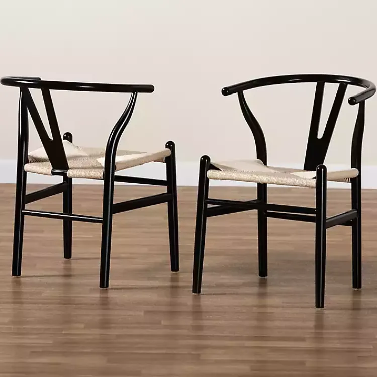 Kirklands Home Dining Chairs|and Tan Wishbone Dining Chairs, Set of 2 Black