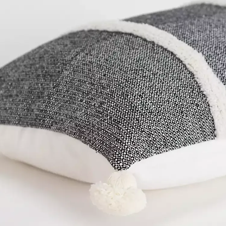 Discount and White Artisanal Stripes Lumbar Pillow Pillows