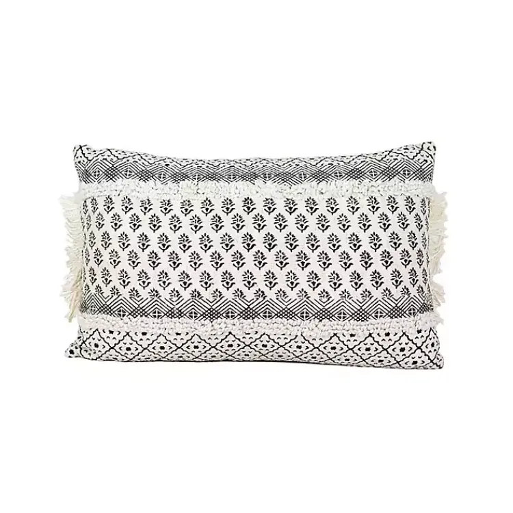 Online Black and White Boho Print Lumbar Pillow Pillows