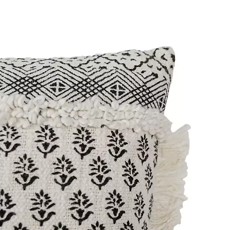 Online Black and White Boho Print Lumbar Pillow Pillows