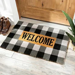 Kirklands Home Doormats|Black and White Buffalo Check Doormat
