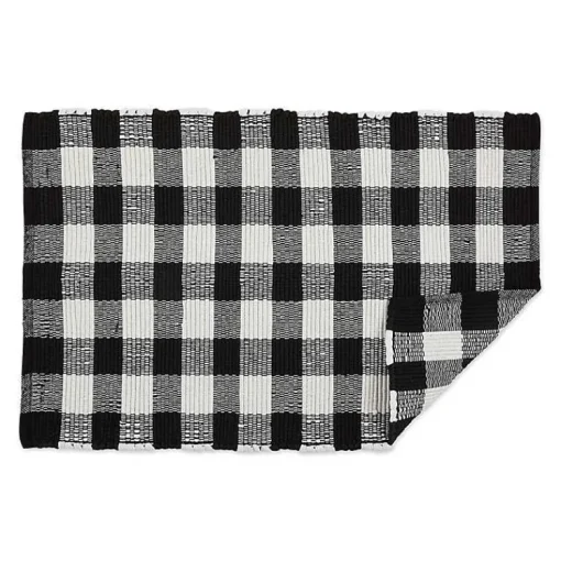 Kirklands Home Accent Rugs|and White Buffalo Check Accent Rug Black