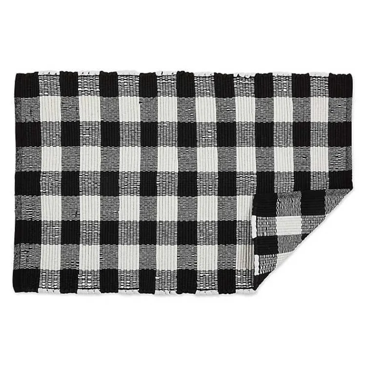 Kirklands Home Accent Rugs|and White Buffalo Check Accent Rug Black