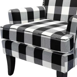 Kirklands Home Accent Chairs|Black and White Buffalo Check Armchair