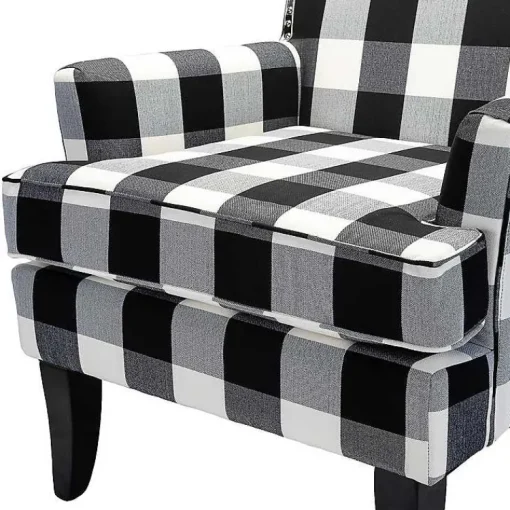 Kirklands Home Accent Chairs|Black and White Buffalo Check Armchair