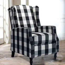 Kirklands Home Accent Chairs|Black and White Buffalo Check Recliner