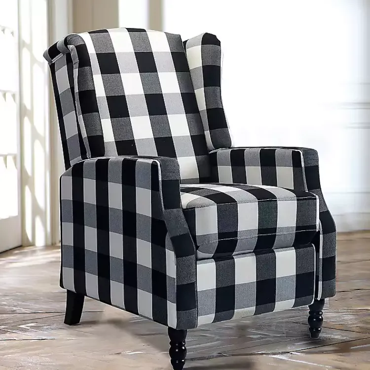 Kirklands Home Accent Chairs|Black and White Buffalo Check Recliner