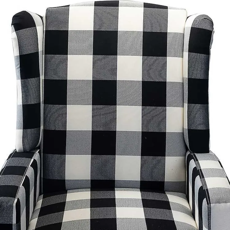 Kirklands Home Accent Chairs|Black and White Buffalo Check Recliner