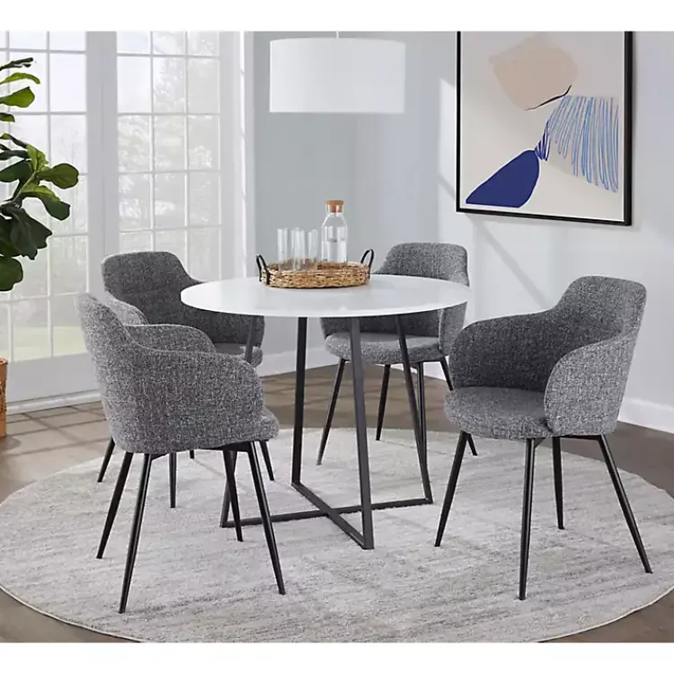 Kirklands Home Dining Tables|Black and Canary Cosmo Round Dining Table White