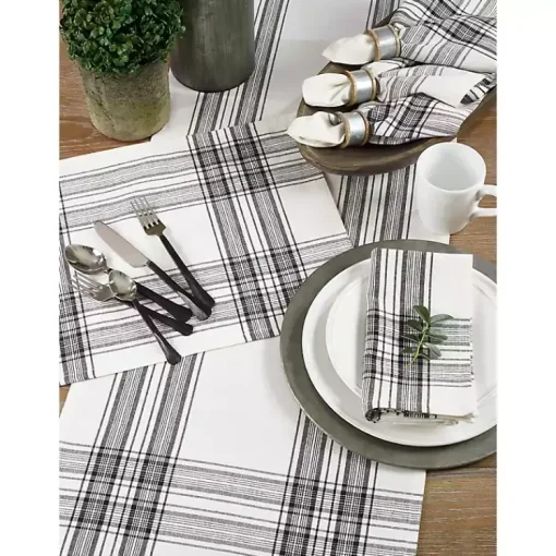 Kirklands Home Table Linens|Black and White Classic Plaid Placemats, Set of 4