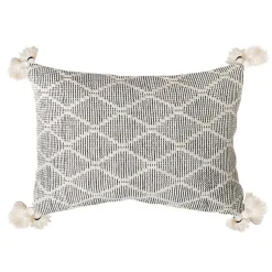 Online Black and White Diamond Woven Lumbar Pillow Pillows