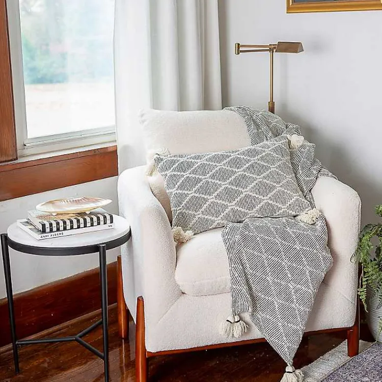 Online Black and White Diamond Woven Lumbar Pillow Pillows