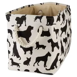 Discount Black and White Dog Rectangular Pet Bin Baskets & Boxes