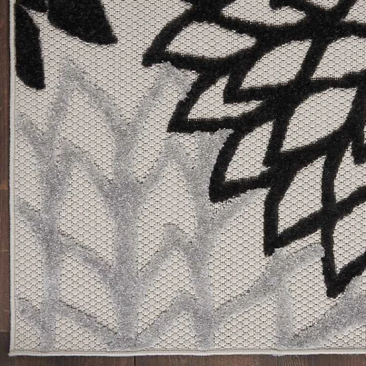 Kirklands Home Outdoor Rugs|Black and White Floral Outdoor Area Rug, 5x7