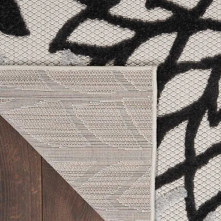 Kirklands Home Outdoor Rugs|Black and White Floral Outdoor Area Rug, 5x7