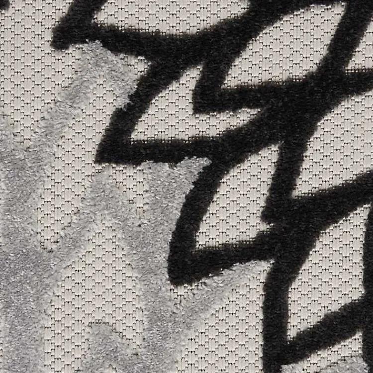 Kirklands Home Outdoor Rugs|Black and White Floral Outdoor Area Rug, 5x7