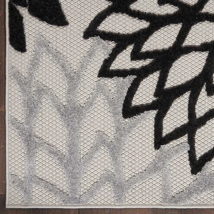Kirklands Home Outdoor Rugs|Black and White Floral Outdoor Area Rug, 7x10