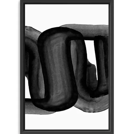 Kirklands Home Canvas Art|Black and White Flow Bend Framed Canvas Art Print
