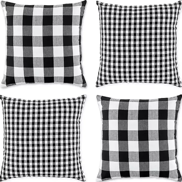 Discount and White Gingham Pillow Covers, Set of 4 Pillows
