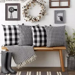 Discount and White Gingham Pillow Covers, Set of 4 Pillows