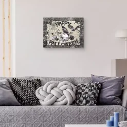 Online Black and White Happy Halloween Canvas Art Print Halloween