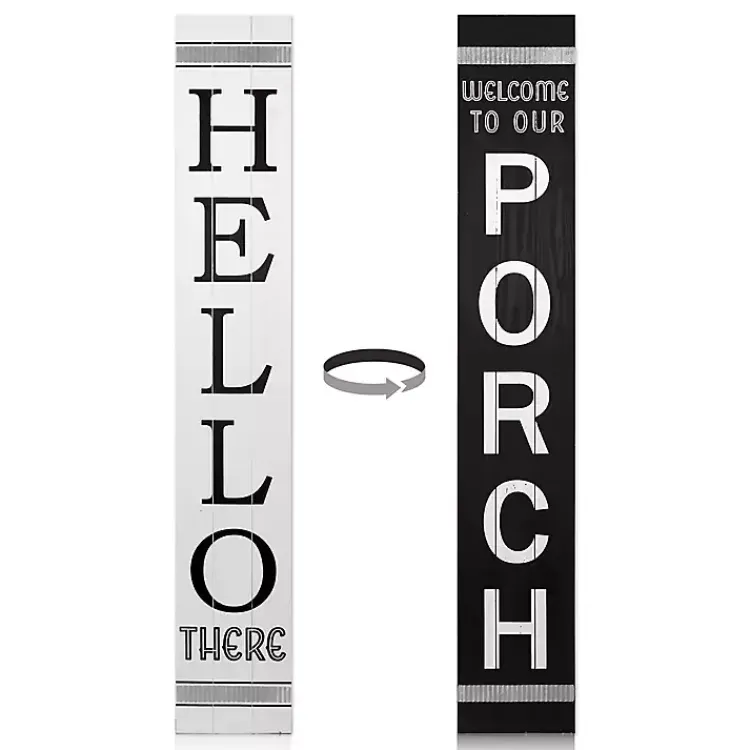 Kirklands Home Garden Decor|Black and White Hello There Porch Board
