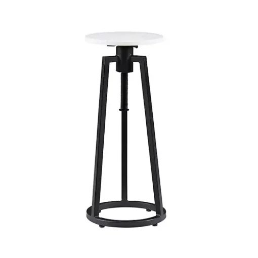 Kirklands Home Accent & End Tables|Black and White Marble Adjustable Drink Table