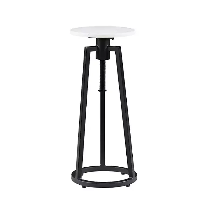 Kirklands Home Accent & End Tables|Black and White Marble Adjustable Drink Table