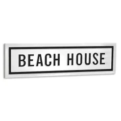 Kirklands Home Wall Plaques|Black and White Metal Beach House Wall Sign