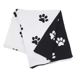 Outlet Black and White Paw Print Throw Blankets & Throws