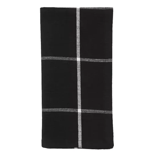 Kirklands Home Table Linens|Black and White Plaid Cotton Napkins, Set of 4