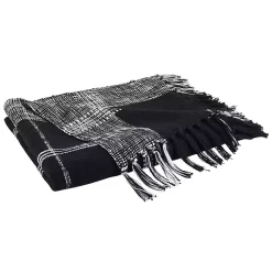 Outlet Black and White Plaid Fringed Throw Blankets & Throws