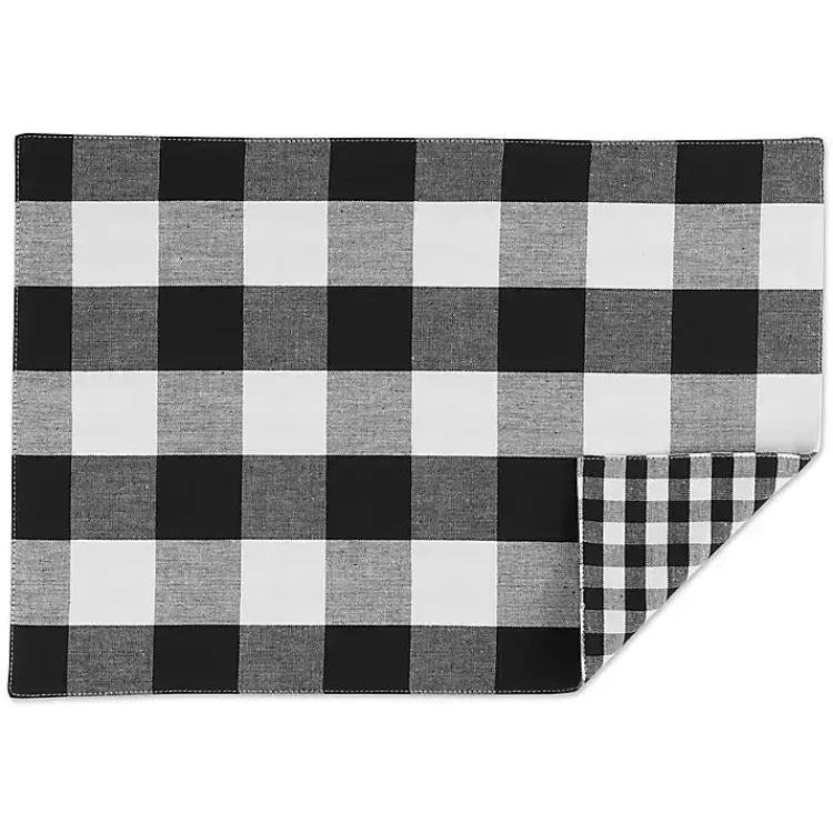 Kirklands Home Table Linens|and White Reversible Placemats, Set of 4 Black