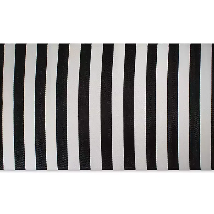 Kirklands Home Outdoor Rugs|Black and White Rugby Stripe Outdoor Area Rug, 5x8
